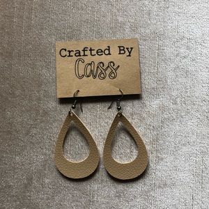 Faux Leather Teardrop Hoop Earrings